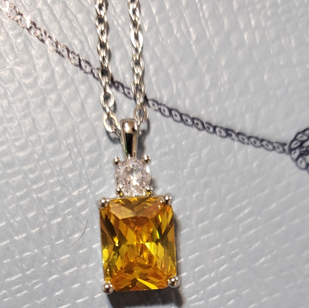 Canary yellow Topaz stone necklace